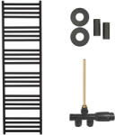 Cerano - Fulgiduson fürdőszobai radiátor szett - központi fűtés - oldalsó egypontos csatlakozás - 765W - matt fekete - 1800x530 mm (CER-663598)