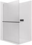 Cerano - Walk-in kristály zuhanyfal bal/jobb - 8 mm + törölközőtartó polc/betét - merevítő nélküli rendszer - matt fekete, matt üveg - 80x200 cm