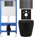 Cerano - Komplett falsík alatti WC-szett Lite/Cesso - matt fekete - Line WC-gomb, sötétszürke - falsík alatti beépítés - 49x36 cm