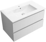 Cerano - Carole fürdőszobaszekrény + Todo kerámia mosdó - matt fehér - 101x49, 5x46, 5 cm