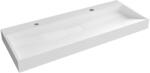 Cerano - Vita öntött márvány mosdó - fali és pultra szerelhető - 2 csaplyuk - fényes fehér - 120x46 cm (CER-479899)