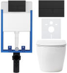 Cerano - Komplett falsík alatti WC-szett Lite/Verde - matt fehér - WC-nyomógomb Line, matt fekete - fali szereléshez - 49x36 cm