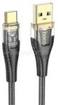 hoco. U121 adatkábel (USB - Type-C, 2.4A, gyorstöltő, 120cm, LED jelzés, cipőfűző) FEKETE (HOCO_U121_USB_C_B) (HOCO_U121_USB_C_B)