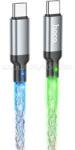 hoco. U112 adatkábel (Type-C - Type-C, 60W, gyorstöltő, 100cm, LED fény) FEKETE (HOCO_U112_C_C_B) (HOCO_U112_C_C_B)