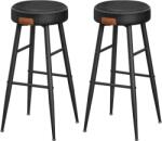 Vasagle Scaune de bar ECHO, set 2 bucăți, piele PU, negru, 75 cm (LBC090B01)