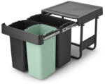 Brabantia Cos colectare selectiva Brabantia Sort&Go 1008864, 2x10 L+20 L, Materiale ecologice, Economie de spatiu, Gri închis/Verde (1008864) Cos de gunoi