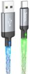 hoco. Cablu de date HOCO U112 (USB - Tip-C, 3A, încărcător rapid, 100 cm, lumină LED) VERDE (U112_USB_C_G)