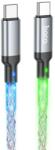 hoco. U112 cablu de date (Tip-C - Tip-C, 60W, încărcător rapid, 100cm, lumină LED) BLACK U112_C_C_B (U112_C_C_B)