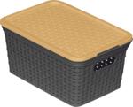 Rival Kis rattan tárolókosár fedéllel 4, 6L s. szürke-barna műanyag