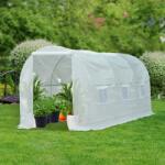 Outsunny Kerti üvegházalagút, vascsövekkel, fehér, 450x200x200cm (845-073)