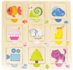  Állatok fa keretes 9 darabos puzzle