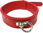 Rouge Leather Plain Collar with Removeable O-Ring Red