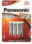 Panasonic 1.5V Alkáli AAA ceruza elem Pro power (6db / csomag) (LR03PPG/6BP 4+2F) (LR03PPG/6BP 4+2F)