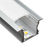 ANRO LED Profile ALP-010 Ezüst - Süllyeszthető alu profil LED szalaghoz (Opál búrával) (LP302 - LP-UNICOV1-MLK)