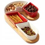 Artemis karácsonyi tálaló szett, tálakkal, snack-ekhez, kerámia, 29×17×4, 5cm (VD-139496)