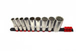 KROFTOOLS Dugókulcs készlet sínen 1/2, 9 részes, hosszú 12 szögű fejekkel (1238) (K-1238) - elefantszerszam