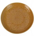 Koopman sárga kőtányér, 26, 5cm, dombornyomott levélmintával (Q97001330-2)