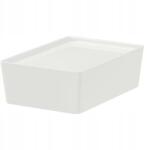 IKEA Kuggis Tárolódoboz, fehér, 18×26×8cm, fedővel, műanyag (09561157)