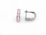 Ezüst gyermek fülbevaló franciakapcsos rózsaszín kövekkel
