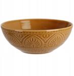 Koopman Kőtál, sárga, 650ml, növényi mintás, kerek, beltéri (Q97001350-2)