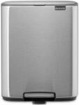 Brabantia Bo Pedal Bin pedálos hulladékgyűjtő szagmentesen záródó Soft-Close fedél, karcsú, négyzetes forma, műanyag tartály, 12L - C méret, r. m. acél, selyem matt ujjlenyomatmentes - 238048 (238048)