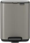 Brabantia Bo Pedal Bin pedálos hulladékgyűjtő szagmentesen záródó Soft-Close fedél, karcsú, négyzetes forma, műanyag tartály, 4L - A méret, acél, platinaszürke - 237881 (237881)