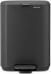 Brabantia Bo Pedal Bin pedálos hulladékgyűjtő szagmentesen záródó Soft-Close fedél, karcsú, négyzetes forma, műanyag tartály, 4L - A méret, acél, határtalan szürke ásványi textúra - 237904 (237904)
