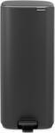 Brabantia Bo Pedal Bin pedálos hulladékgyűjtő szagmentesen záródó Soft-Close fedél, karcsú, négyzetes forma, műanyag tartály, 30L - O méret, acél, határtalan szürke ásványi textúra - 238185 (238185)