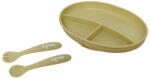 U-GROW Set farfurie cu lingurita si furculita silicon, olive, U-Grow
