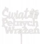 Trend-Deco fehér, csillámos tortadísz, "Élményekkel Teli Ünnepeket" felirattal (#12966)