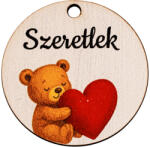 Valex Decor 5db. "Szeretlek" feliratos, macis dekor tábla, 5 cm (GV03-31)