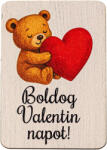 Valex Decor 4db. "Boldog Valentin napot" feliratos, macis dekor fa tábla, 7 × 5 cm (GV04-66)