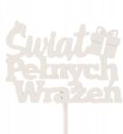 Trend-Deco Krémes tortadísz, csillogó "Élményekkel Teli Ünnepeket" felirat, fa (#12985)