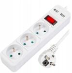 BLOW Hosszabbító Tápkábel 3 Aljzat 3M 2X Usb Vastag Kábel (98-781#)