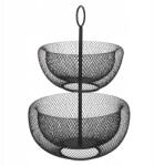 5five Simply Smart Kétszintes gyümölcstál, fém, fekete, modern, 29.5cm átmérő, 43cm magas (3560238716069)