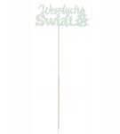 Trend-Deco Zöld csillogó "Boldog Karácsonyt" topper, fa, 32cm, karácsonyi dekoráció (#12977)