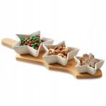 Artemis Karácsonyi tálaló szett, porcelán tálkák, bambusz tálca, snack-ekhez (VD-139495)