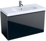 Geberit Acanto Masca lavoar baie cu sertar sticla neagra, 89x42 cm, corp negru mat (500.616.16.1)