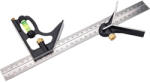 Extol Premium Combinație de riglă de tâmplărie/ajustare/nivel, multifuncțională, 300 mm, ALU/Inox, gradații mm, 0 Vinclu