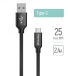 ColorWay USB-A - Type-C adat- és töltőkábel 25cm fekete (CW-CBUC048-BK) (CW-CBUC048-BK)