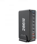 BlackBird GAN 286W 1xUSB-C PD100W + 4xUSB-C PD30W + 3xUSB QC18W hálózati töltő fekete (BH1670) (BH1670)