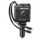 XO CC66 USB-A/USB Type-C csatlakozós autós töltő beépített USB Type-C+Lightning kábellel fekete (XO-CC66_2 FIX) (XO-CC66_2 FIX)