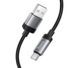hoco. X117 adatkábel (USB - Type-C, 3A, gyorstöltő, 100cm, LED jelzés, cipőfűző) FEKETE (X117_USB_C_B) (X117_USB_C_B)