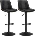 VASAGLE 2 db állítható magasságú bárszék szett, 44 x 48 x (90-112) cm, fekete színű (LJB095B01) - pepita