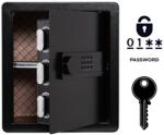  Fekete otthoni széf 40x36x30 cm elektronikus zárral - Páncélozott bútorszéf riasztóval, kulcsos nyitással, kivehető polccal, falra szerelhető értékmegőrző irodába és otthonra