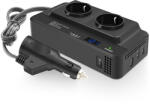 JFIND 12V autós inverter 200W DC 12V átalakító AC 220V-ra, 2 hálózati csatlakozóval, 2 USB és egy Type-C porttal, JFIND D0088 (D0088-2, 8300-2)