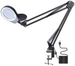  Asztali nagyító lámpa, Poolx, 10 cm, fehér, 2 lencsés, 3x/10x nagyítás, LED-es, teleszkópos kar, állítható fényerő, USB tápellátás (HOP1001323)