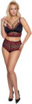 Cottelli Curvies - set lenjerie dantelată cu flori (negru) - 2XL (22139741061)