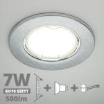  LED szpot szett: mattkróm keret + 7 Wattos, természetes fehér GU10 LED lámpa + GU10 csatlakozó (kettesével rendelhető) (5071 + TR-GU10 + 1905)