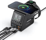 BlitzWolf BlitzWolf® BW-FW10 - 240W-os asztali gyorstöltő és ébresztő óra, 6db USB töltőport (Type-C és USB-A) + vezeték nélküli töltés